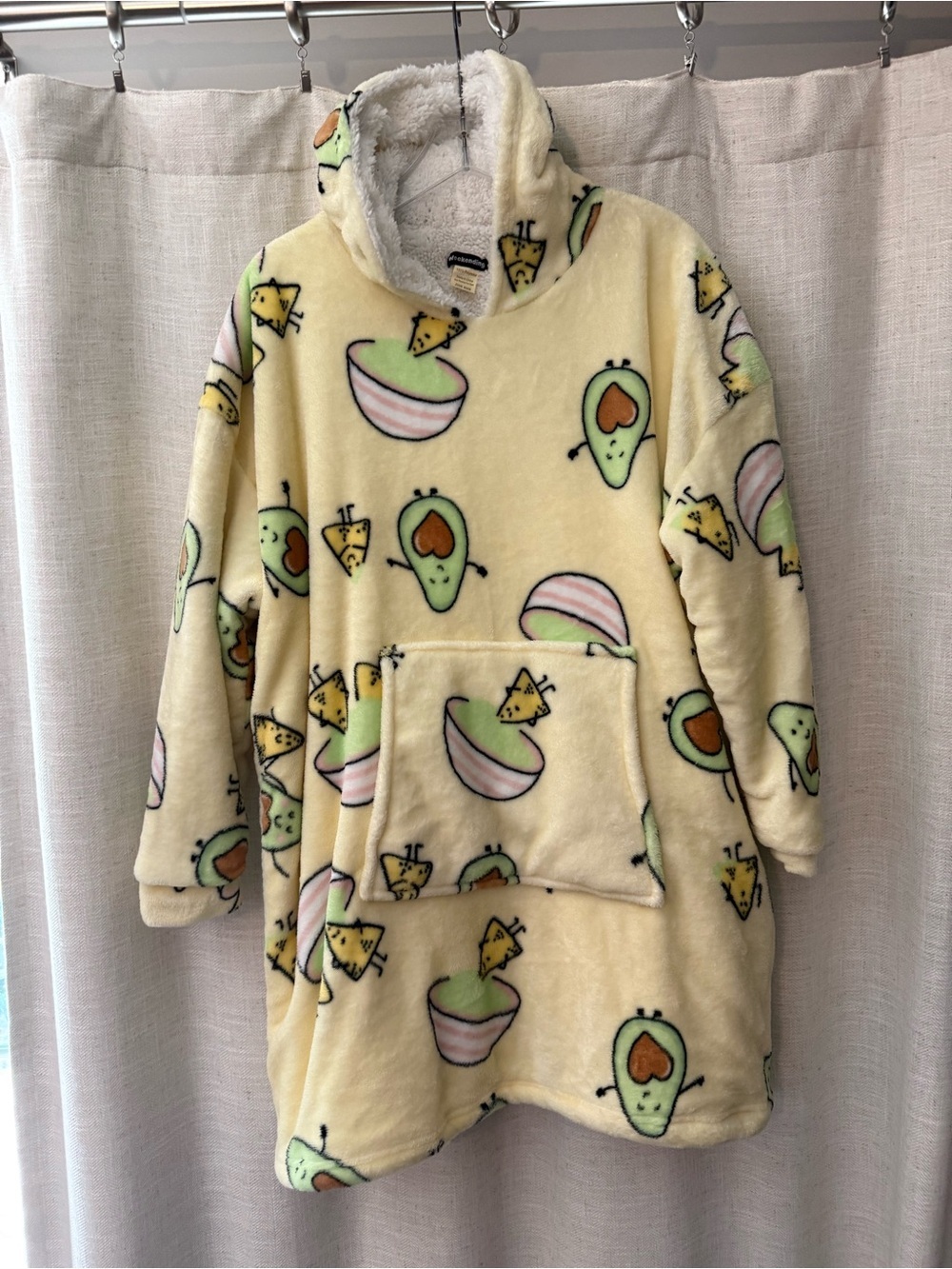 Cozy Avocado & Fruit Print Hooded Pajama Robe